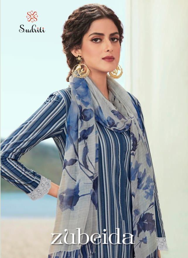 Sudriti Zubeida Cambric Cotton Print With Embroidery Dress Materials