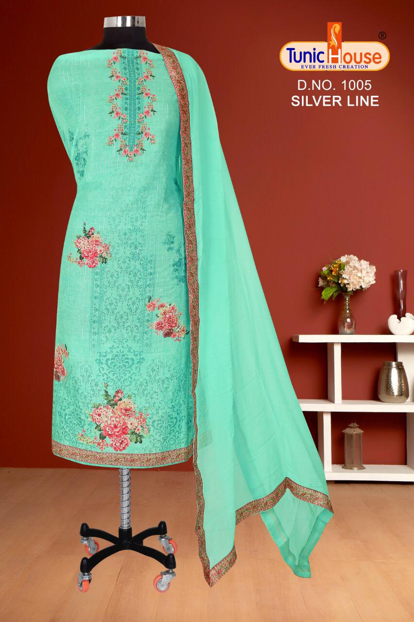 Tunic House Silver Line Muslin Digital Print With Handwork Salwar Suit