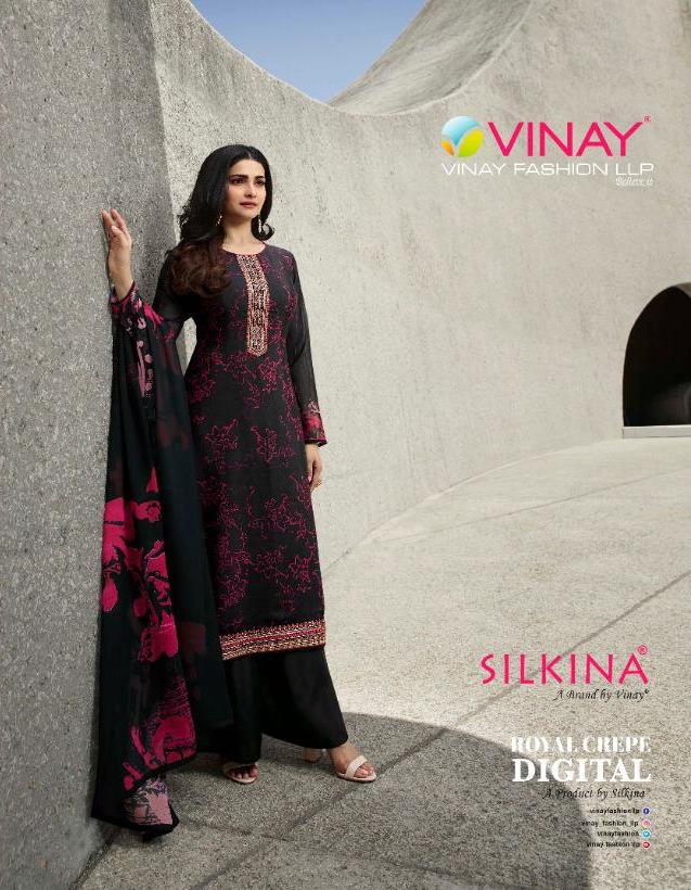 Vinay Silkina Royal Crape Digital 12301-12307 Series Designer Salwar Kameez