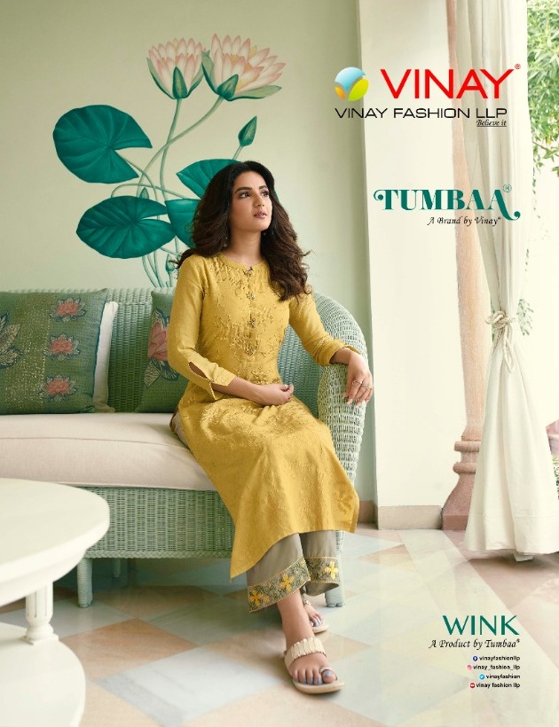 Vinay Tumbaa Wink 37231-37238 Series Kora Silk Top With Palazzo Wholesaler