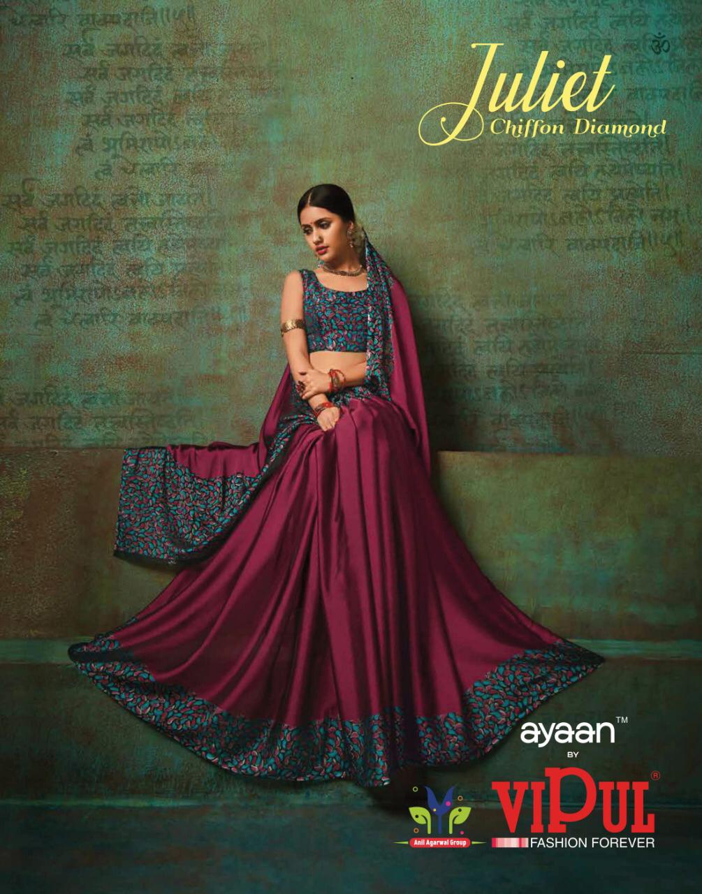 Vipul Juliet Chiffon Diamond Printed Fancy Good Looking Saree