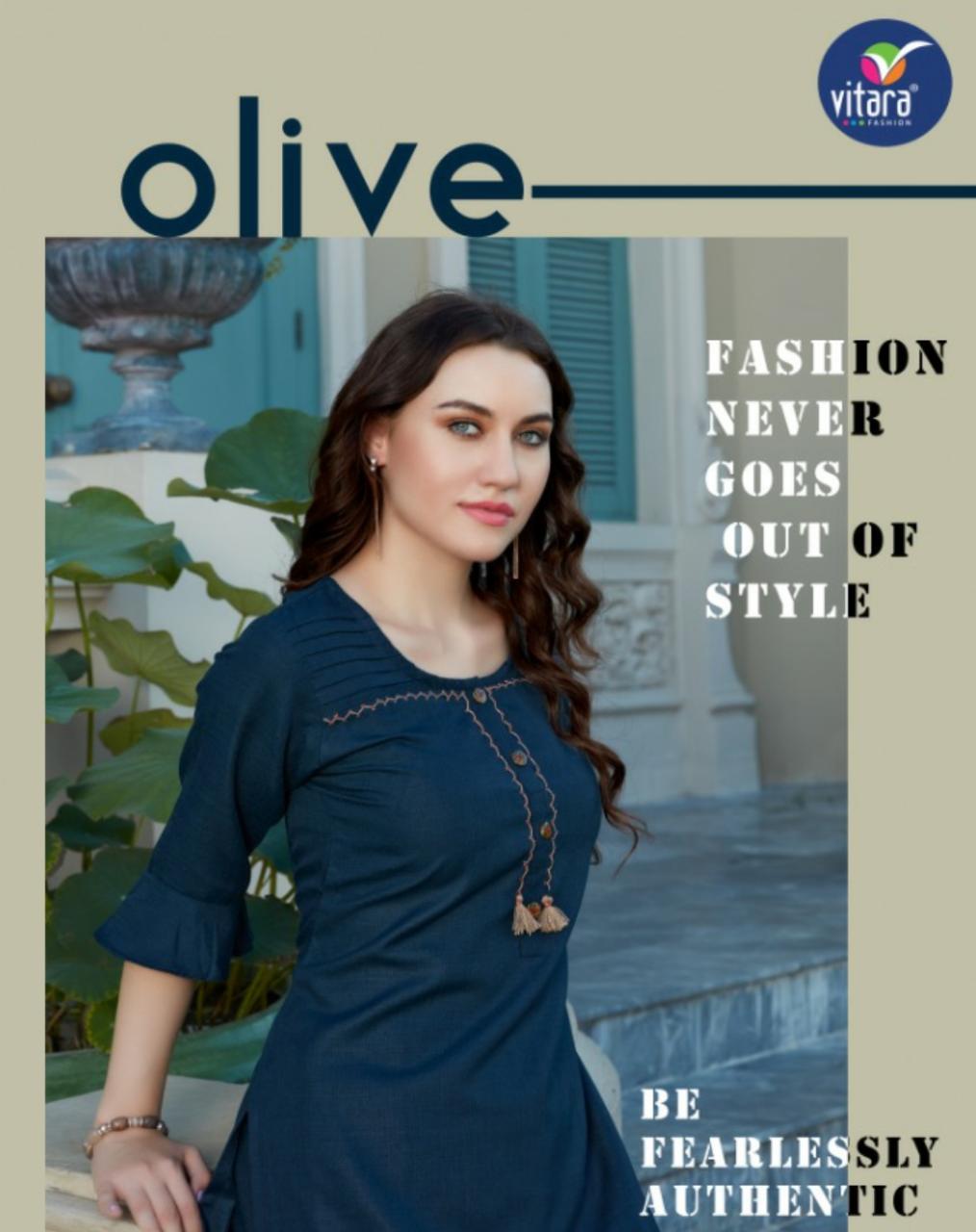 Vitara Olive Designer Kurti With Plazzo Online Store