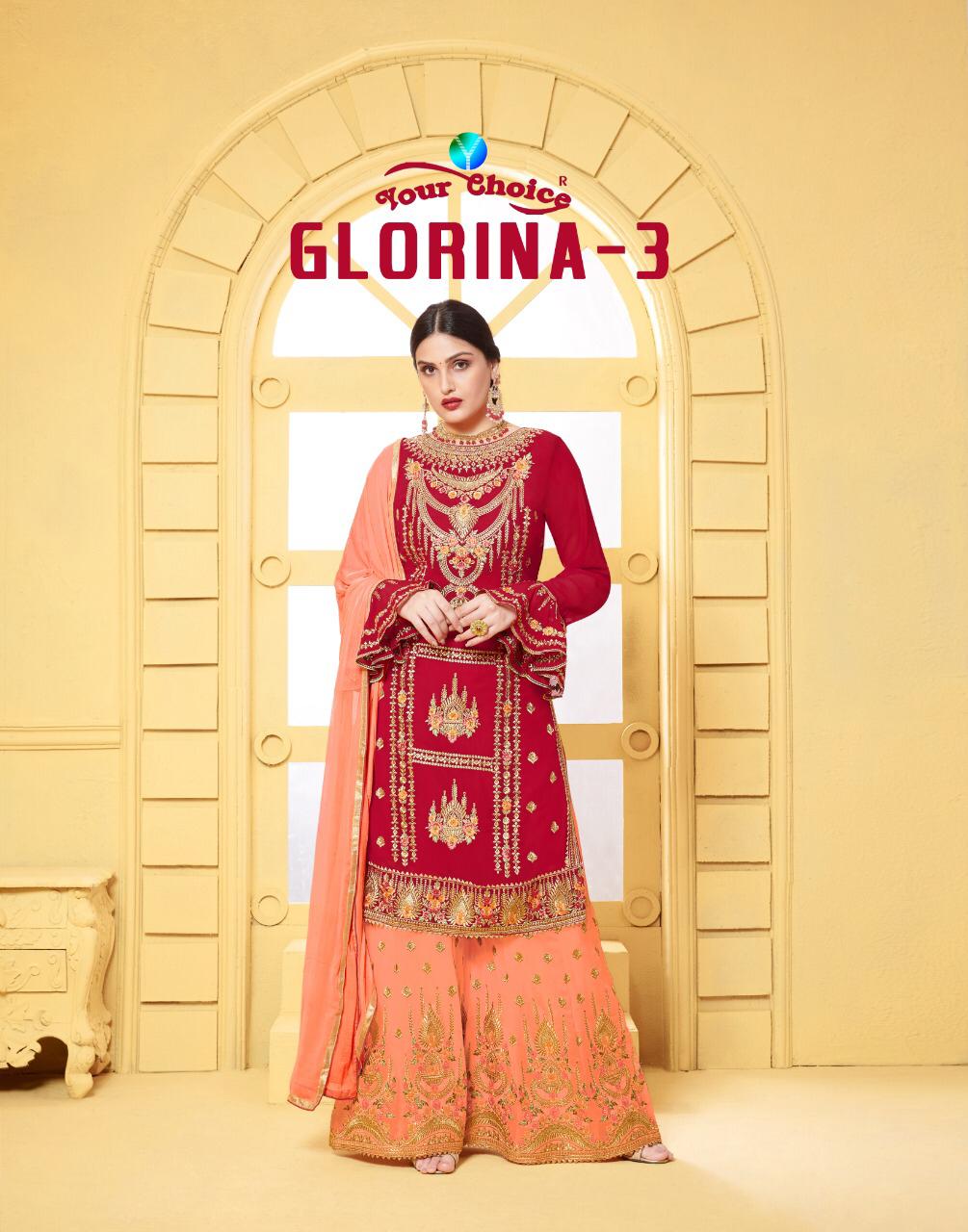 Your Choice Glorina Vol 3 Georgette Sharara Style Salwar Suit Buy From Krishna Creation