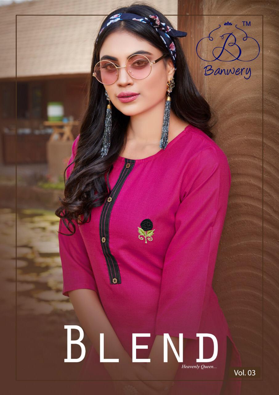 Banwery Blend Vol 3 Cotton Embroidery Casual Wear Kurti