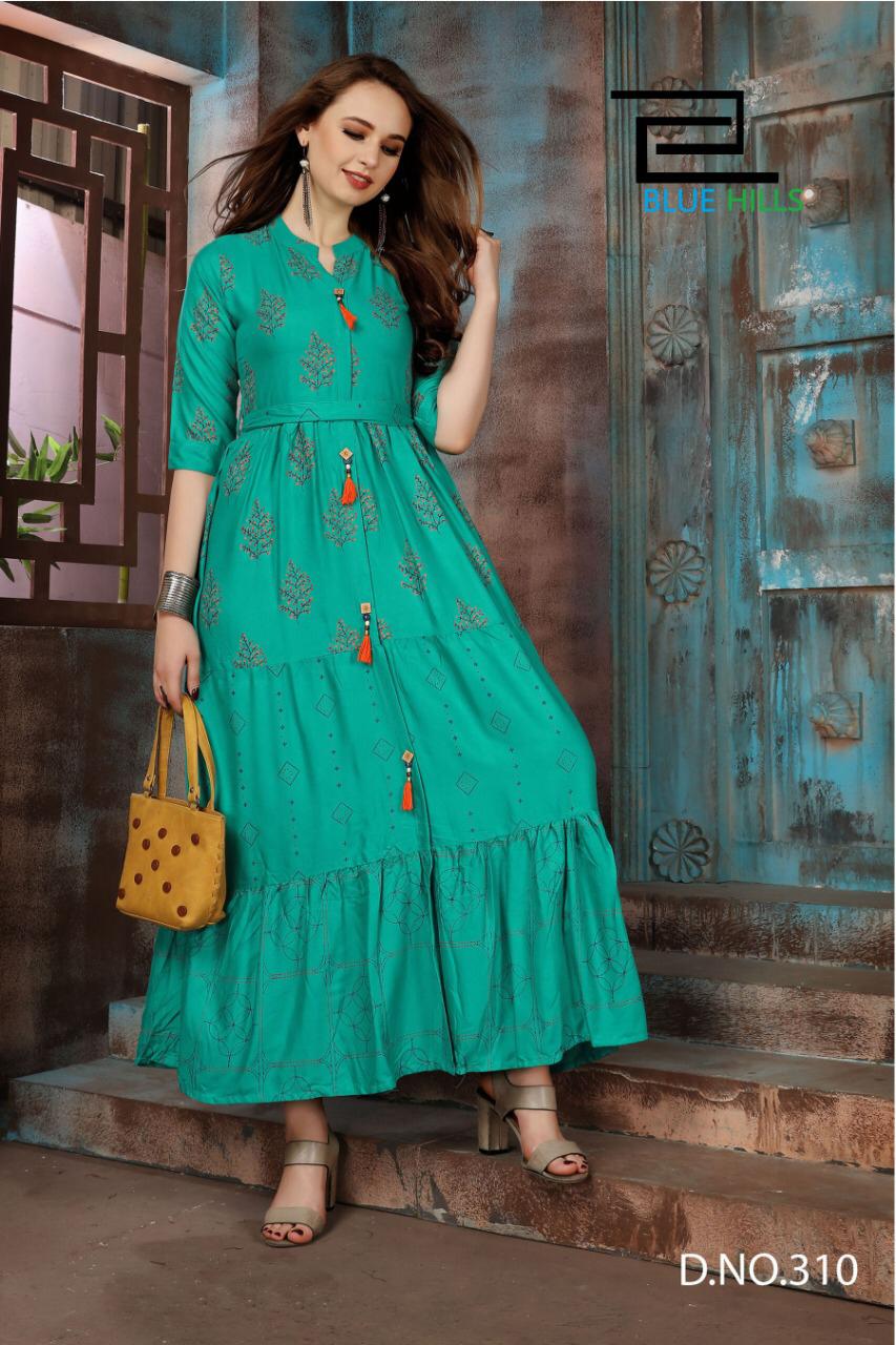 Blue Hills Bournville Vol 2 Rayon Festival And Party Wear Long Gown Style Kurti