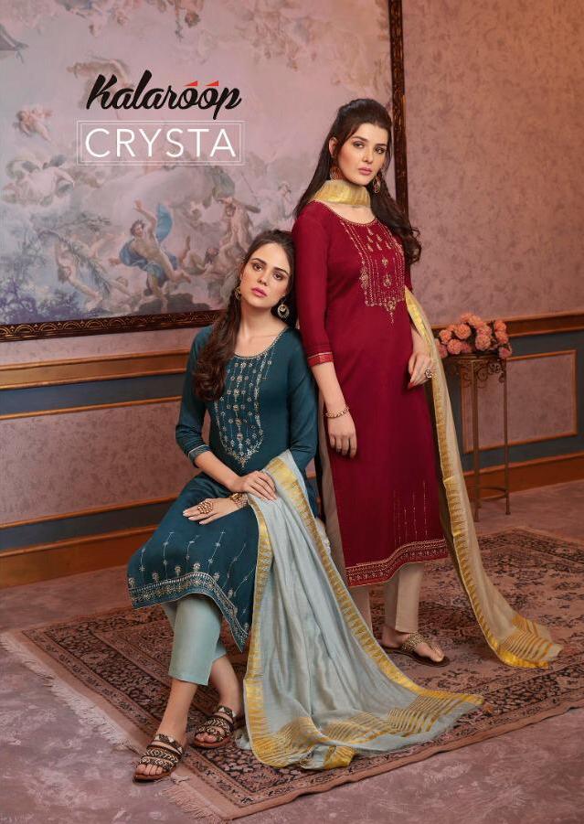 Crysta By Kalaroop Ready Made Jam Silk Cotton Salwar Kameez