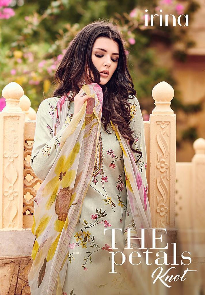 Glossy Present Irina The Petals Knots Bemberg Chiffon Print Salwar Suit