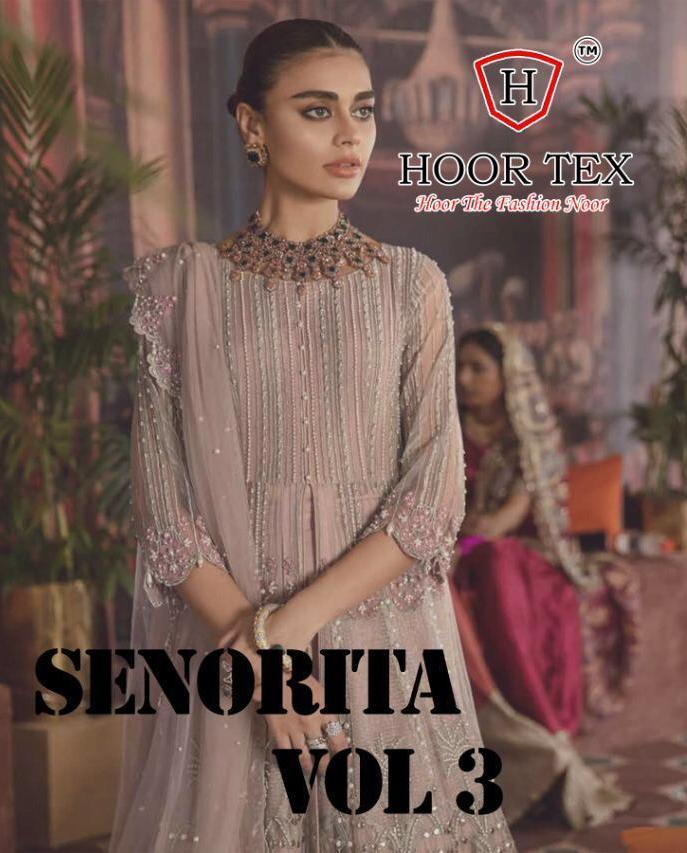 Hoor Tex Senorita Vol 3 Net With Work Pakistani Suits