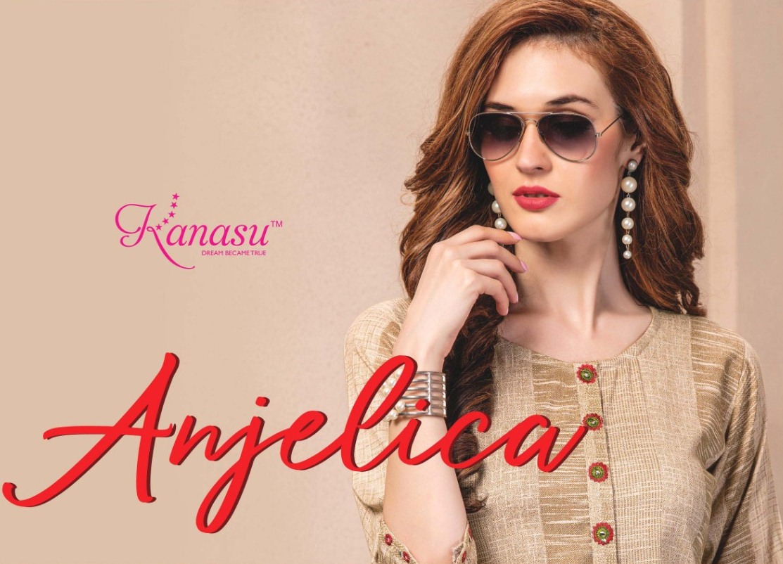 Kanasu Anjelica Cotton Casual Wear Kurti With Work Pattern