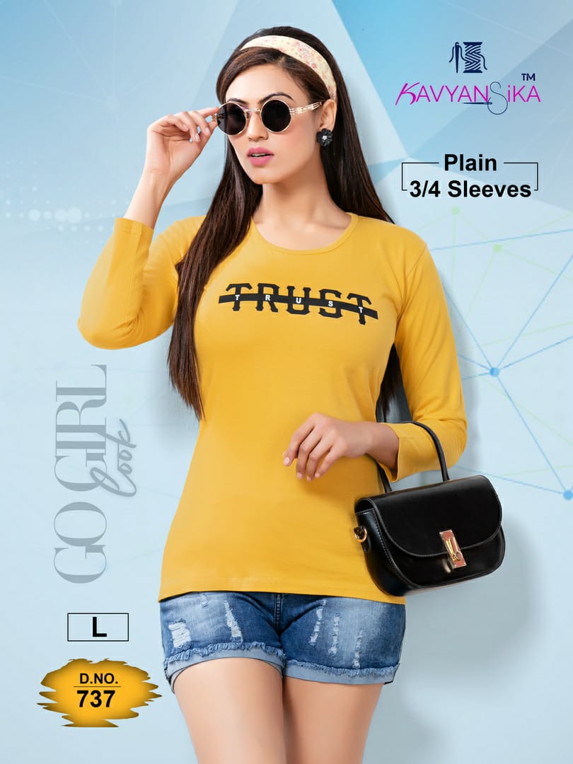 Kavyansika Plain Tshirt 737 Fancy Cotton Girls Tshirt Collection