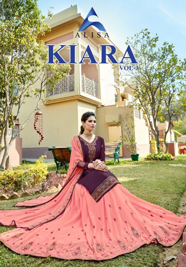 Kiara Vol 3 By Alisa Satin Georgette Sarara Ghaghra Style Salwar Suit