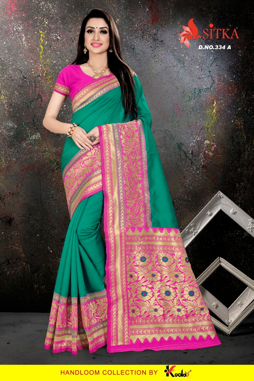 Kodas Natural Silk 334 Poly Cotton Casual Wear Saree Wholesaler