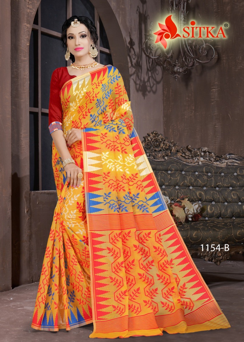 Kodas Sitka Launch Arabic 1154 Cotton Designer Saree Exporter