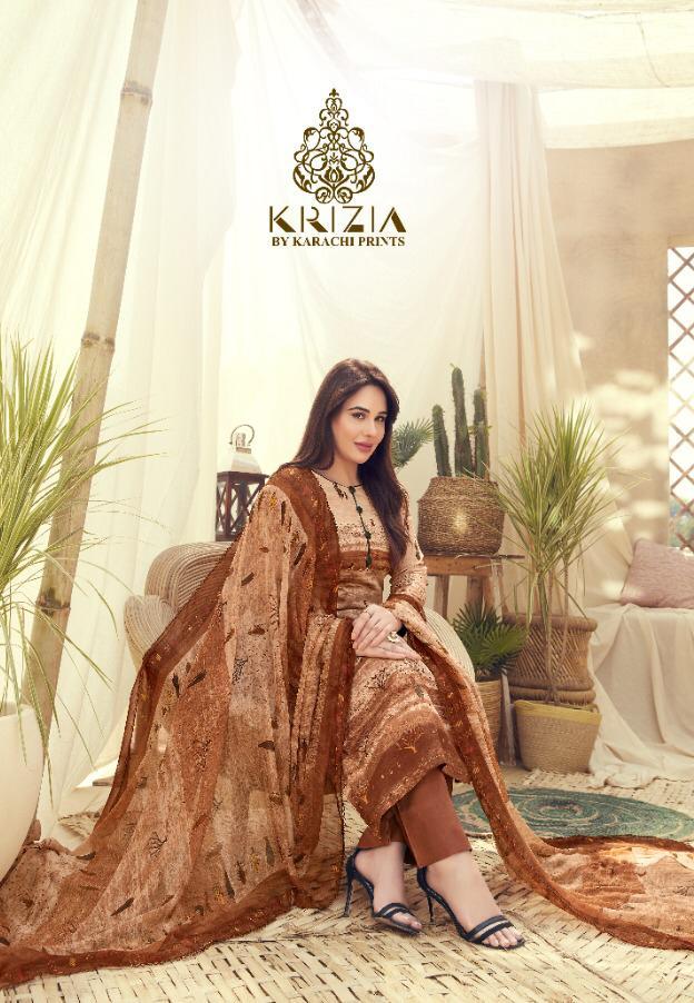 Krizia By Kesar Karachi Jam Satin Pattern Casual Wear Salwar Suit Exporter