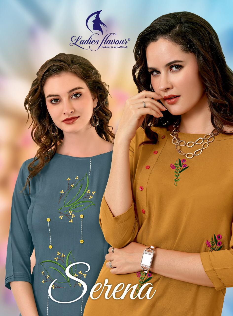 Ladies Flavour Serena Rayon Embroidery Casual Wear Kurti