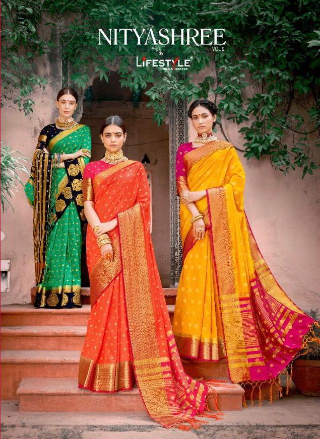 Lifestyle Nityashree Vol 9 Nylon Designer Fancy Saree Wholesaler