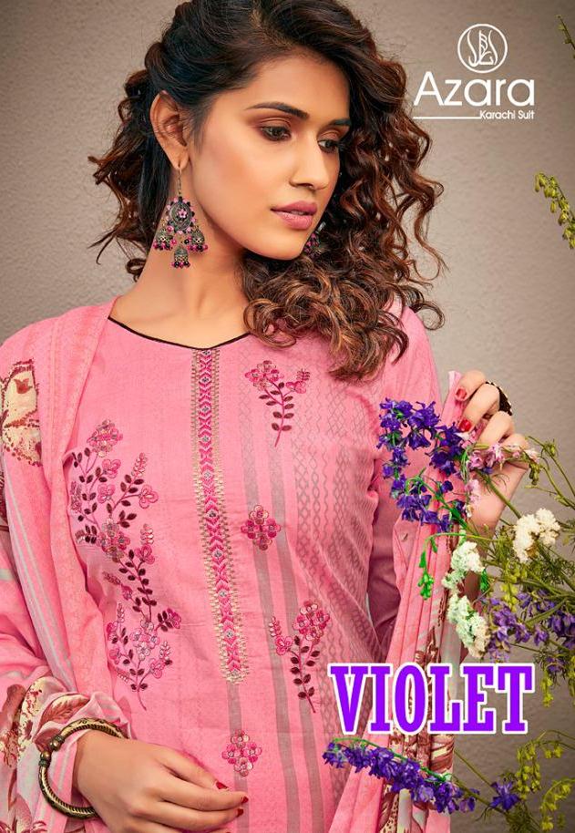 Radhika Fashion Violet Camric Cotton Fancy Casual Wear Suits