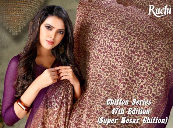 Ruchi Saree Super Kesar Chiffon Vol 47 Uniform Wear Saree