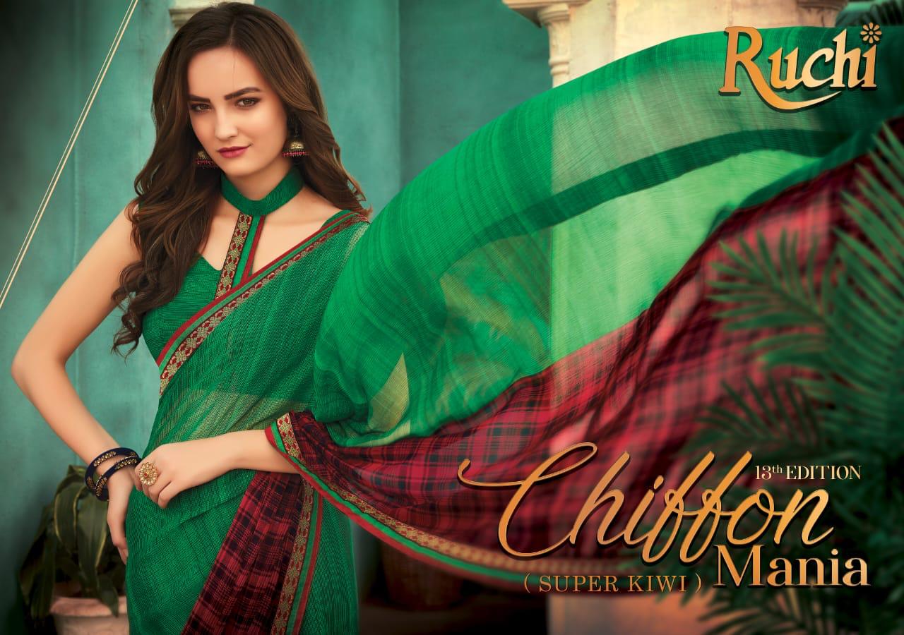 Ruchi Super Kiwi Vol 13 Chiffon Printed Saree Online Supplier