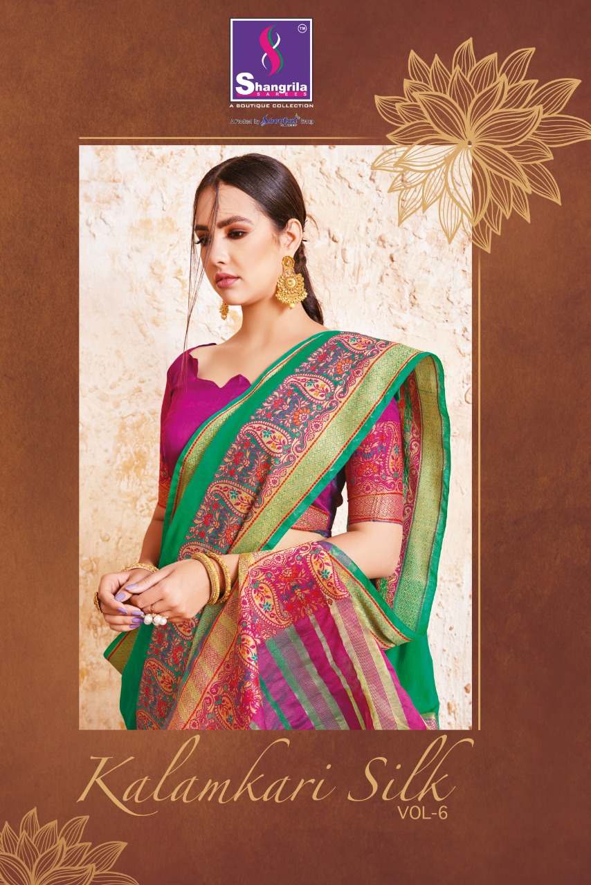 Shangrila Kalamkari Vol 6 Soft Silk Casual Wear Saree Exporter