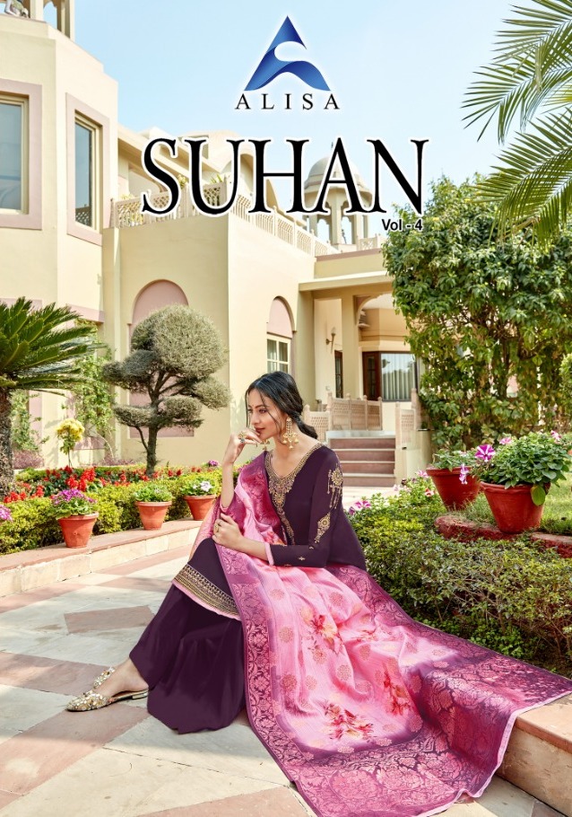 Suhan Vol 4 By Alisa Satin Georgette Designer Fancy Salwar Kameez