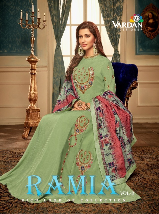 Vardan Ramia Vol 2 Maslin Long Gown With Dupatta Wholesaler