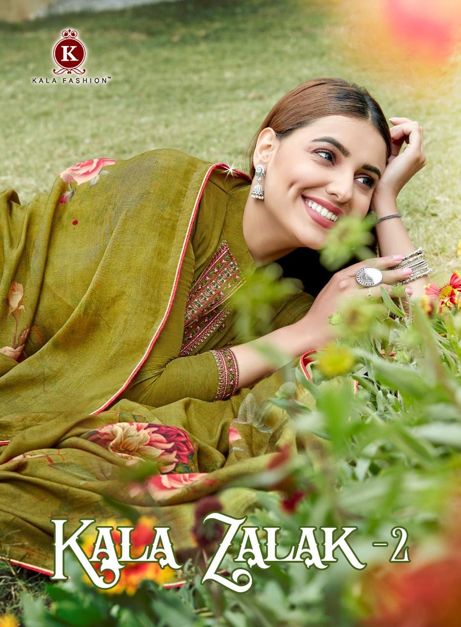 Zalak Vol 2 By Kala Fashion Maslin Embroidery Salwar Suits Designs