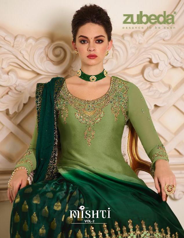 Zubeda Mishti Vol 2 Satin Georgette Lehenga Style Salwar Kameez