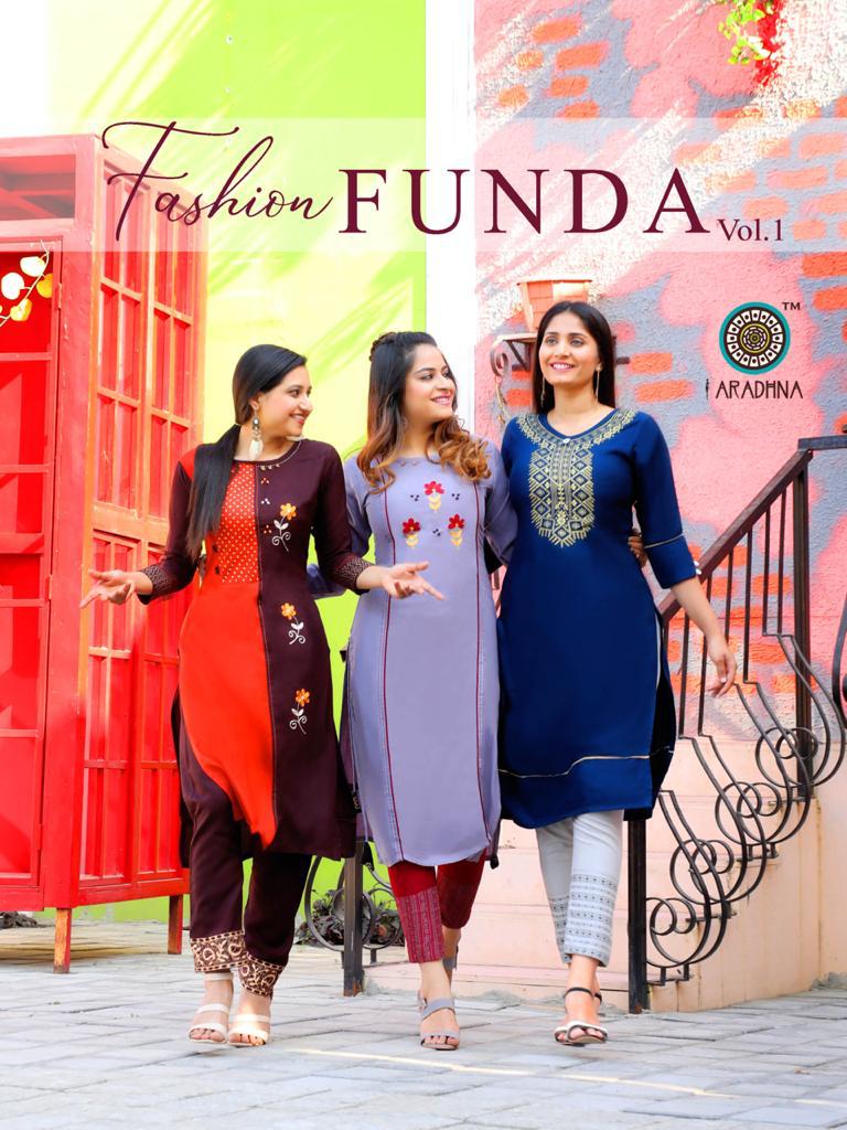 Aradhna Fashion Funda Rayon Embroidery Kurti With Pant Wholesaler