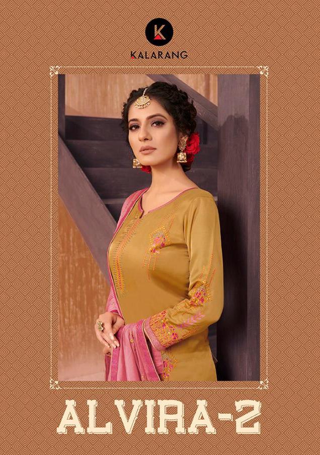 Alvira Vol 2 By Kalarang Satin Embroidery Designer Dress Materials