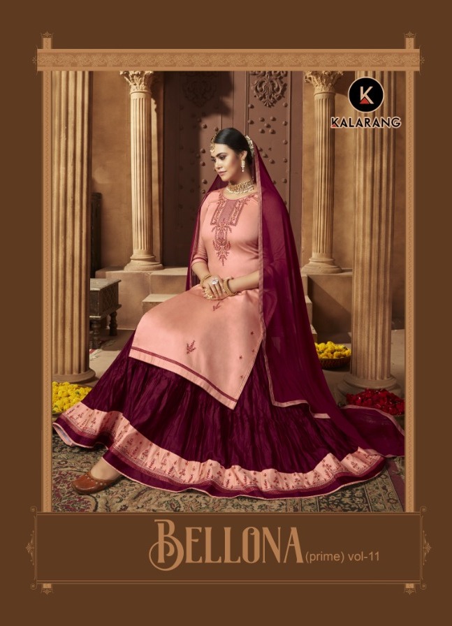 Kalarang Bellona Prime Vol 11 Silk Cotton Lehanga Style Combo Catalogues