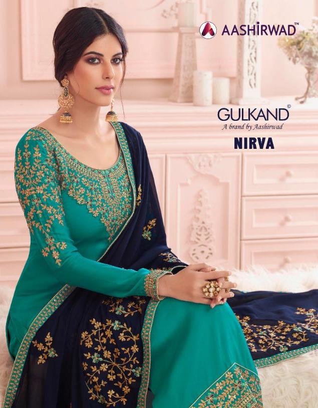 Aashirwad Nirva Satin Georgette Embroidery Salwar Kameez