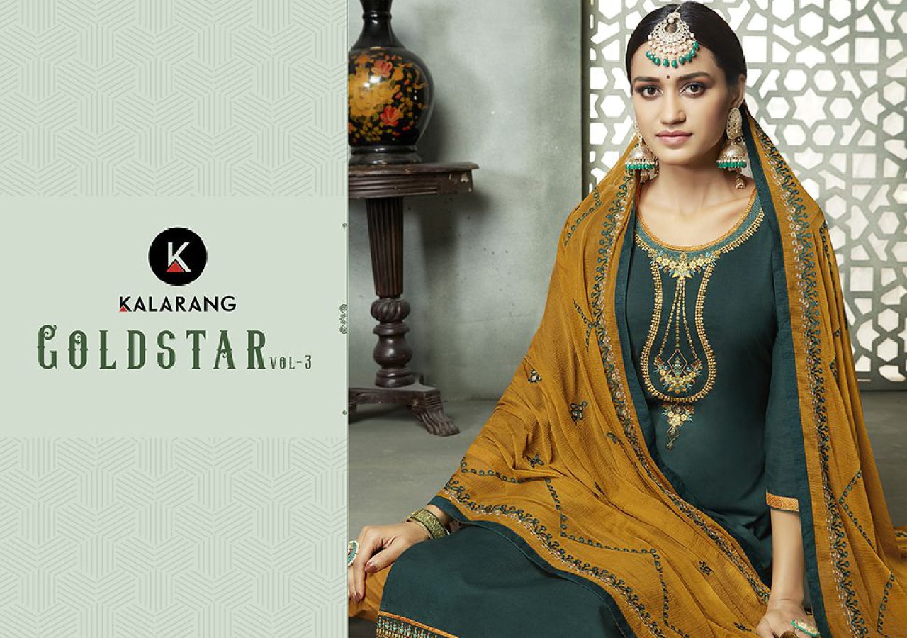 Kalarang Gold Star Vol 3 Cotton Embroidery Dress Materials