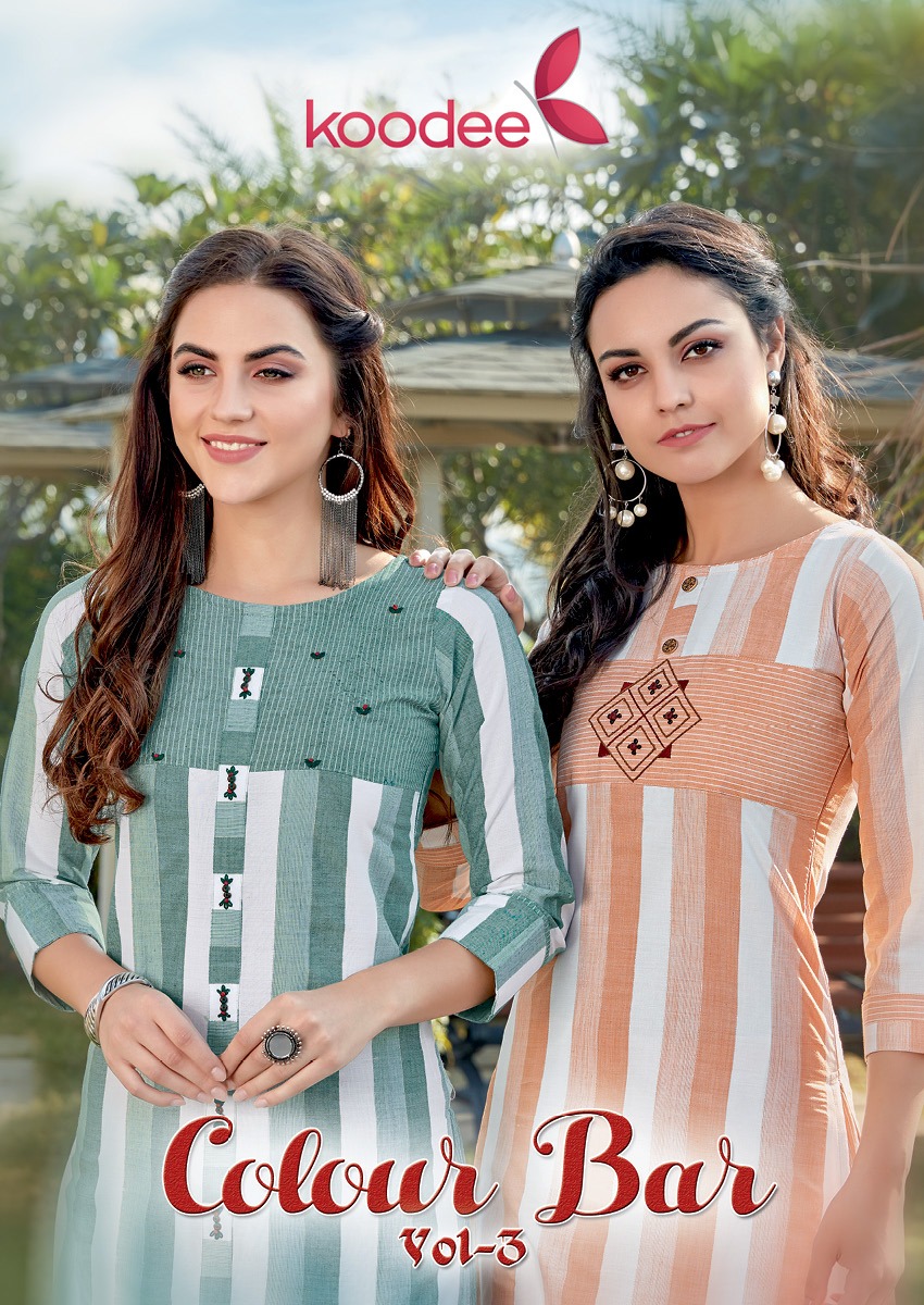 Koodee Present Color Bar Vol 3 Rayon Stylish Kurti Wholesale Price