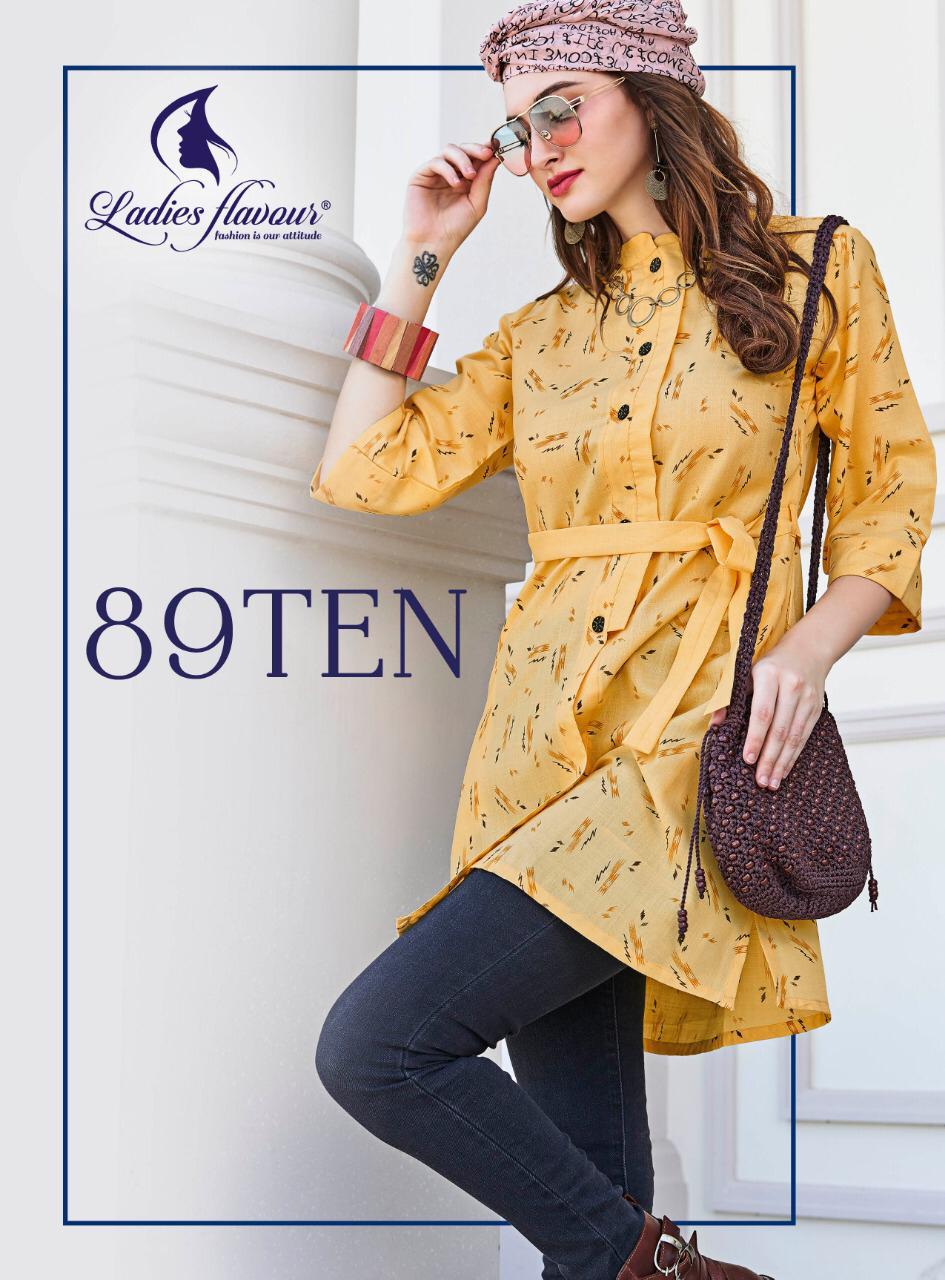 Ladies Flavour 89ten Ruby Print Stylish Short Kurti Exporter