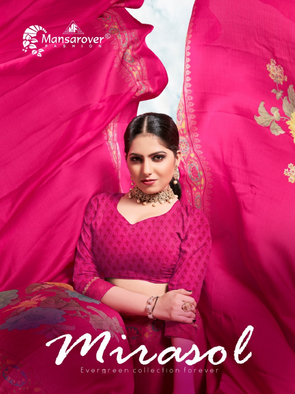 Mansarover Fashion Mirasol Chiffon Exclusive Fancy Border Saree Wholesaler