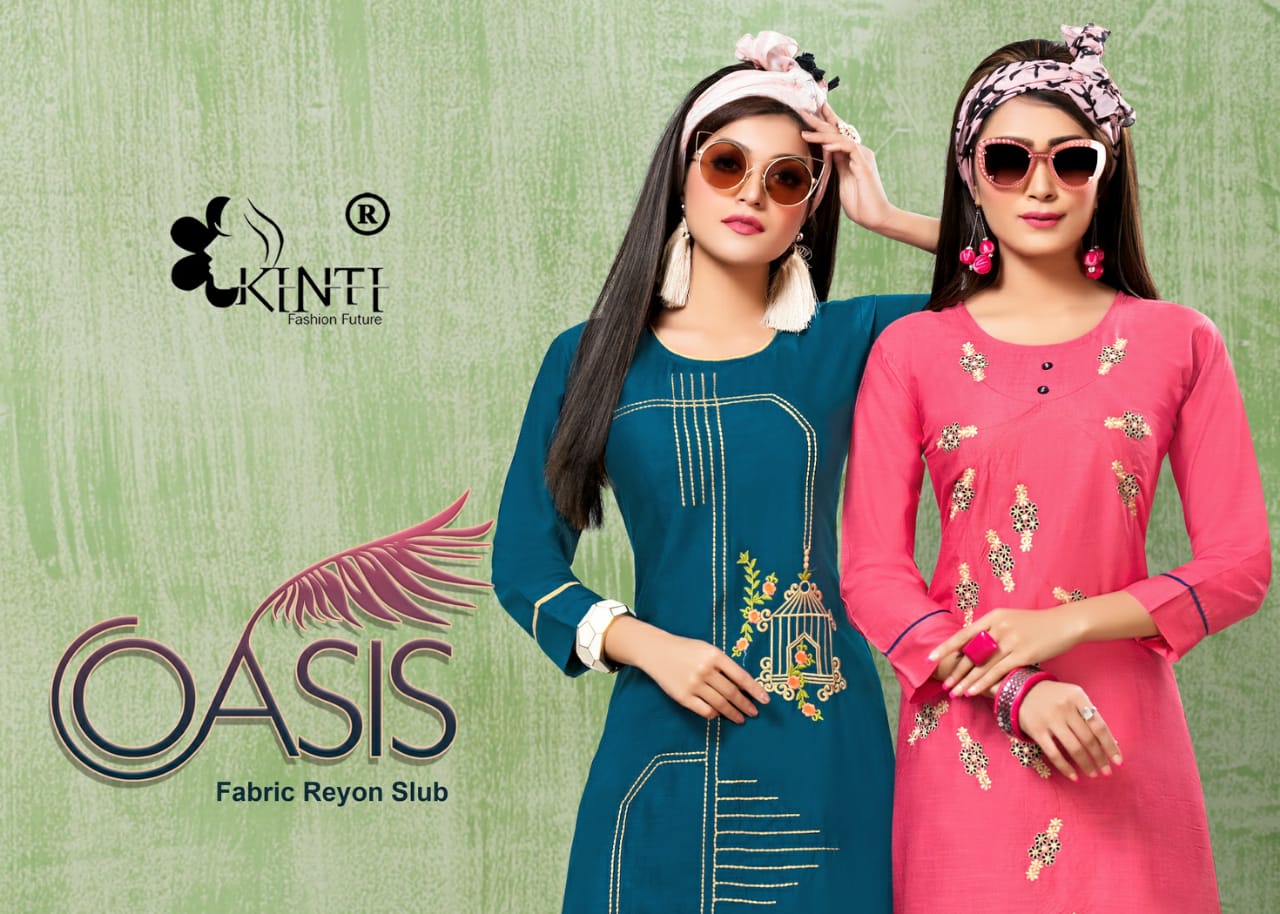 Oasis By Kinti Rayon Slub Straight Kurti Supplier