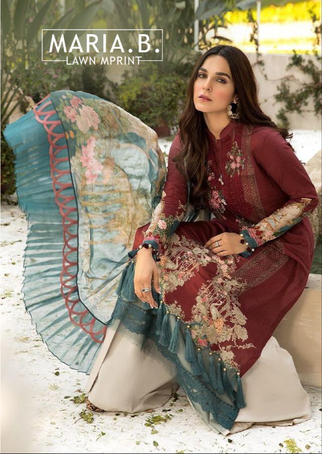 Saniya Trendz Maria B Lawn M Print Cambric Cotton Salwar Suit Collection