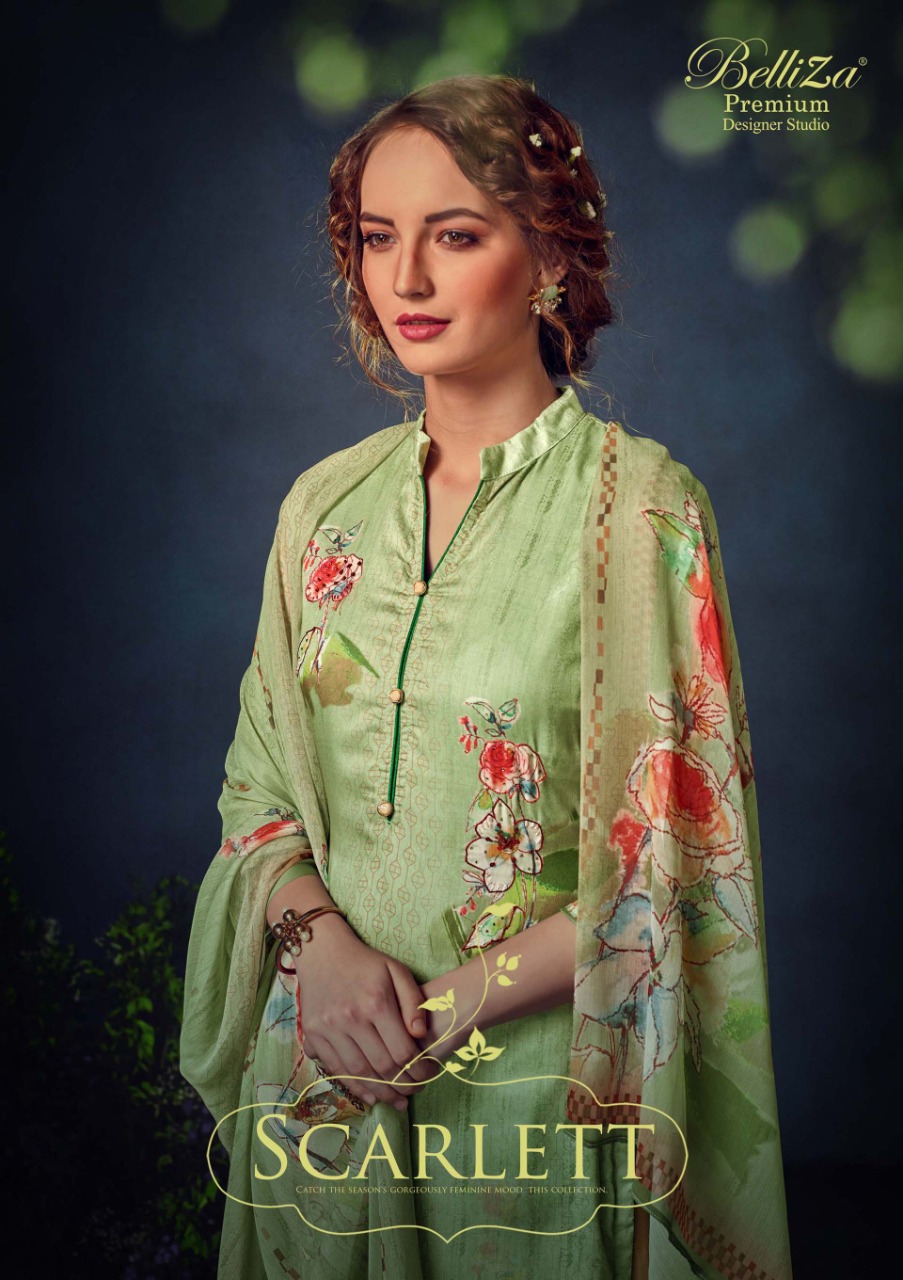 Scarlet By Belliza Designer Studio Pure Dupatta Jam Cotton Suits 3 Mtr Bottom