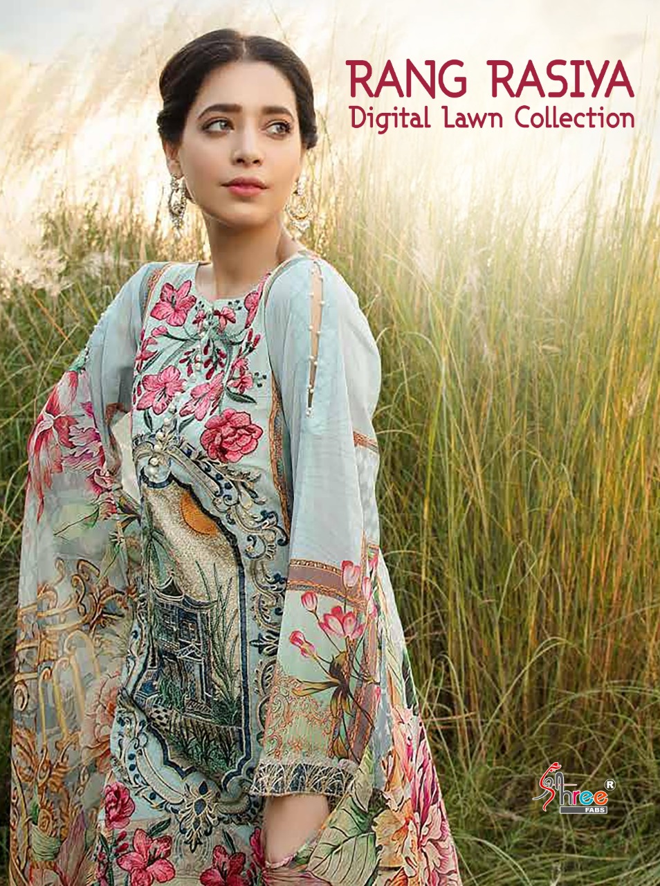 Shree Fabs Rangrasiya Digital Lawn Collection Heavy Jam Pakistani Suits