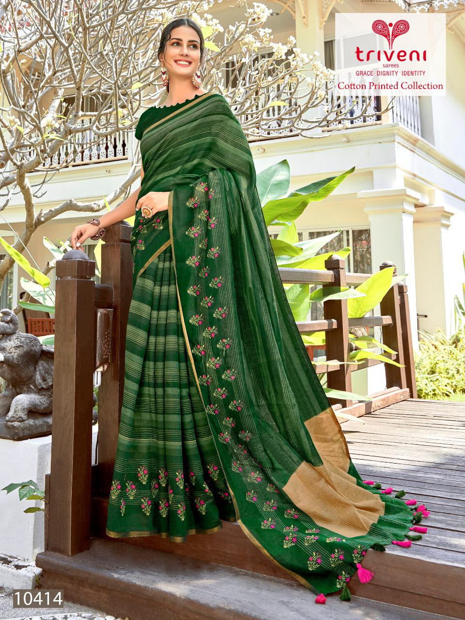 Triveni Launch Muze Coton Ethnic Wear Fancy Saree Wholesaler