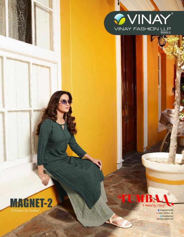 Tumbaa Magnet Vol 2 By Vinay 37501-37508 Series Rayon Kurti With Plazzo Wholesaler