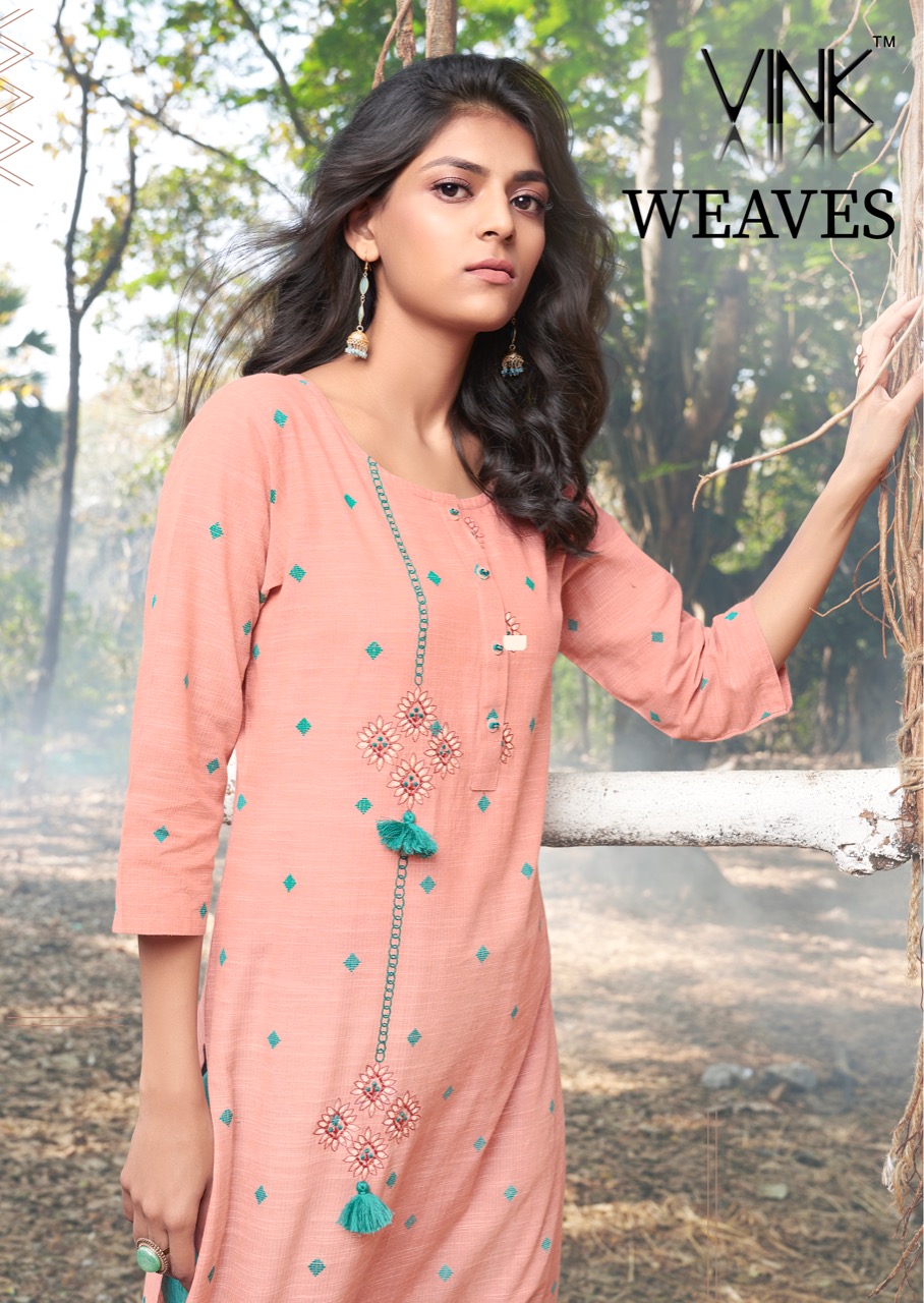 Weaves By Vink Cotton Exclusive Eceryday Wear Kurti With Bottom