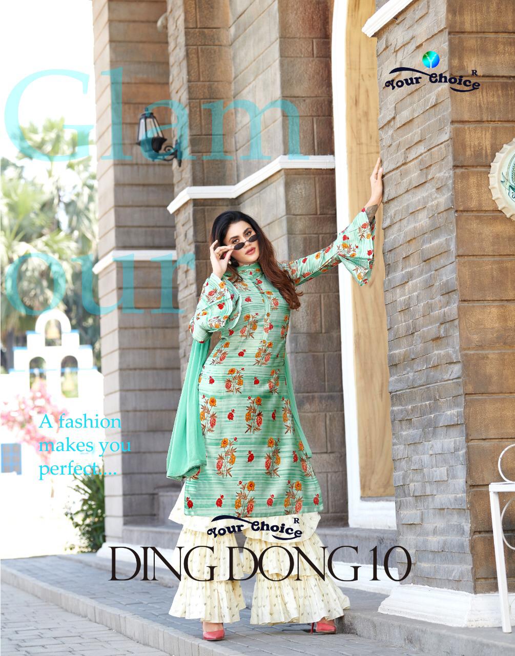 Your Choice Ding Dong Vol 10 Jam Silk Cotton Sharara Style Dress Collection