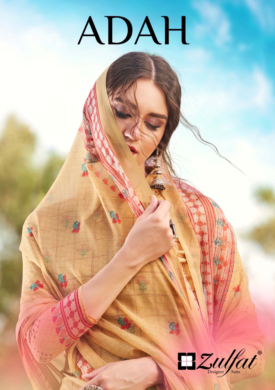 Zulfat Designer Adah Cotton Chidadar Material Wholesaler In Surat Textile Market