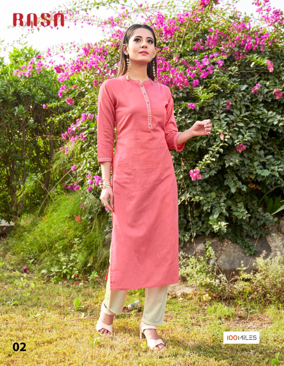 100 Miles Rasa Cotton Linen Embroidered Kurtis Ethnic Collection