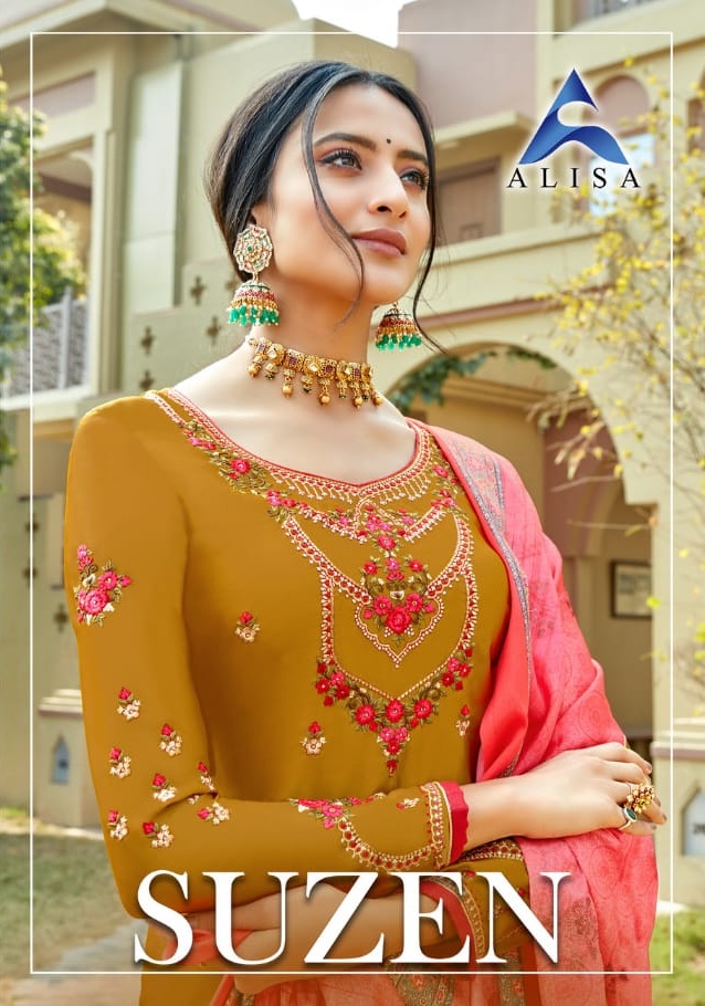 Alisa Suzen Satin Georgette Embroidery Salwar Kameez