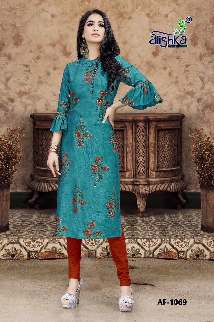 Alishka Fashion Present Crunch Viscose Print Kurti With Beautyful Design