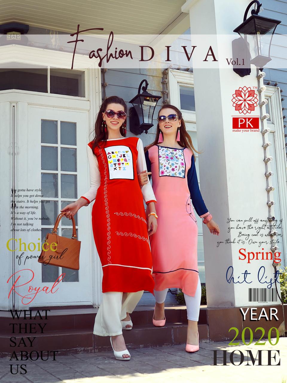 Aradhna Present Fashion Diva Vol 1 By Pk Rayon Casual Wear Kurtis