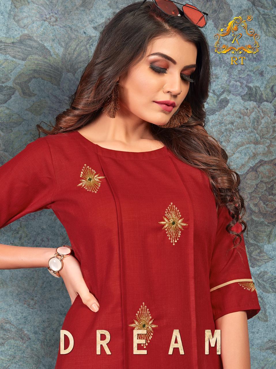 Dream By Rijiya Trendz Slub With Handwork Kurtis Wholesaler